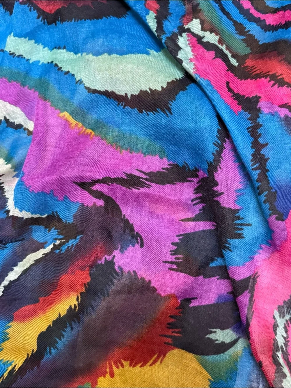 Vibrant Multicolor Abstract Silk Scarf